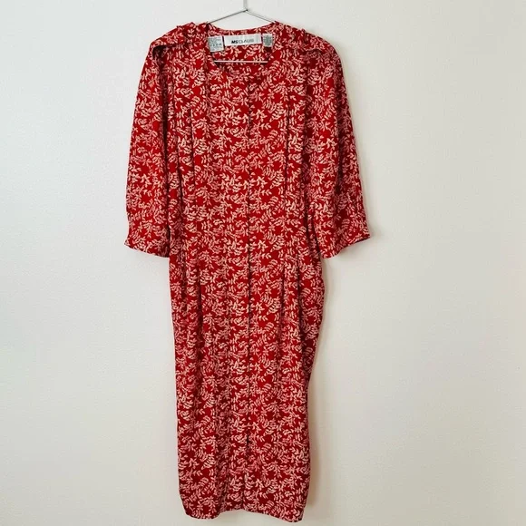 Vintage Ms Chaus Floral Print Shirt Dress Midi Button Front - Picture 7 of 8